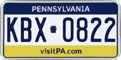 PA license plate KBX0822