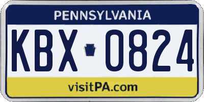 PA license plate KBX0824