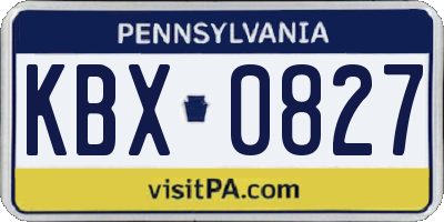 PA license plate KBX0827