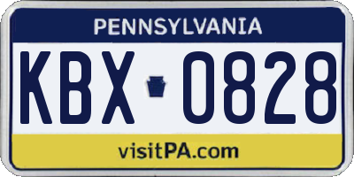 PA license plate KBX0828