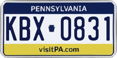 PA license plate KBX0831