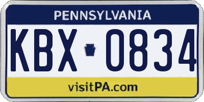 PA license plate KBX0834