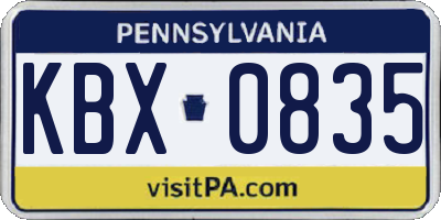 PA license plate KBX0835