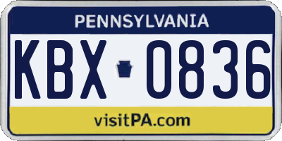 PA license plate KBX0836