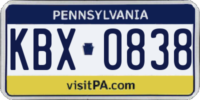 PA license plate KBX0838