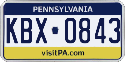 PA license plate KBX0843