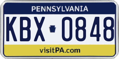 PA license plate KBX0848