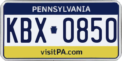PA license plate KBX0850