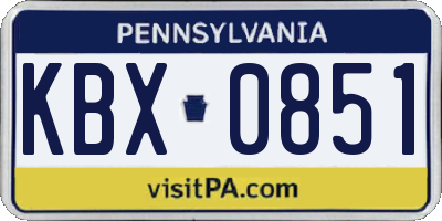 PA license plate KBX0851
