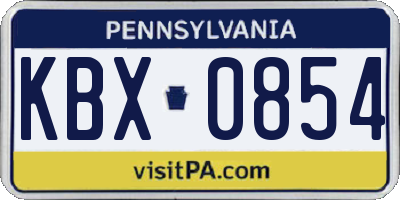 PA license plate KBX0854