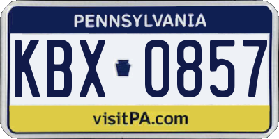 PA license plate KBX0857