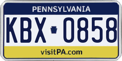 PA license plate KBX0858