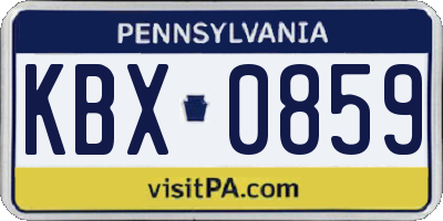 PA license plate KBX0859