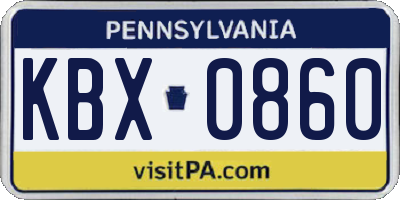 PA license plate KBX0860