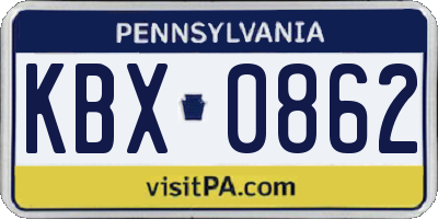 PA license plate KBX0862
