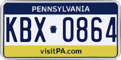 PA license plate KBX0864