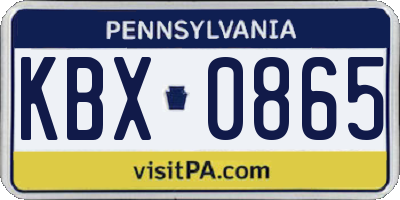 PA license plate KBX0865