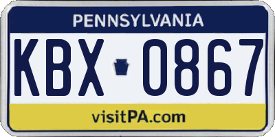 PA license plate KBX0867