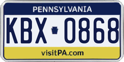 PA license plate KBX0868