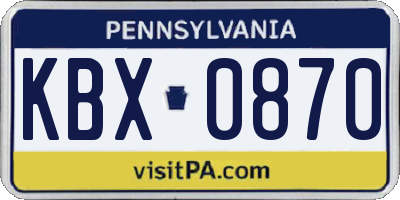 PA license plate KBX0870
