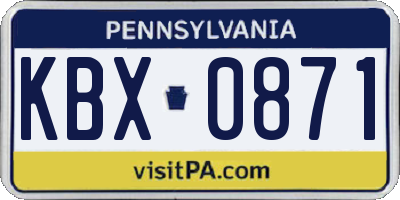 PA license plate KBX0871