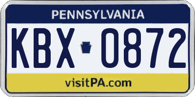 PA license plate KBX0872