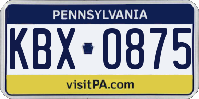 PA license plate KBX0875