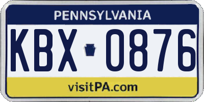 PA license plate KBX0876