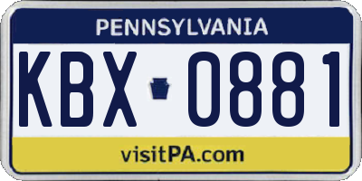 PA license plate KBX0881