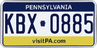 PA license plate KBX0885