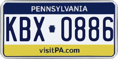 PA license plate KBX0886