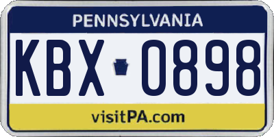 PA license plate KBX0898