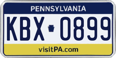 PA license plate KBX0899