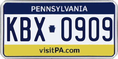 PA license plate KBX0909