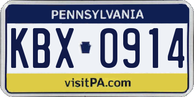 PA license plate KBX0914