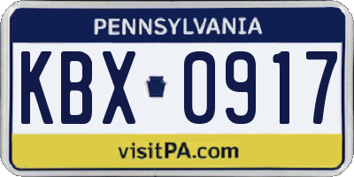 PA license plate KBX0917