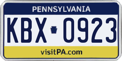 PA license plate KBX0923