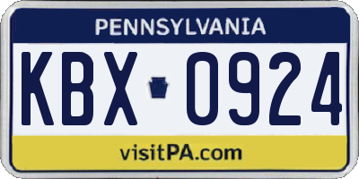 PA license plate KBX0924