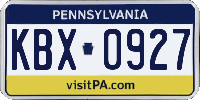 PA license plate KBX0927