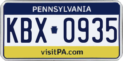 PA license plate KBX0935