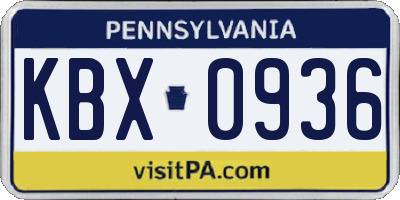 PA license plate KBX0936