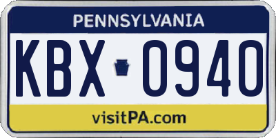 PA license plate KBX0940