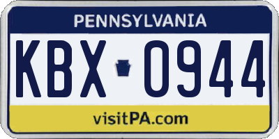 PA license plate KBX0944