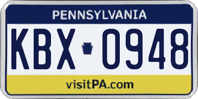 PA license plate KBX0948