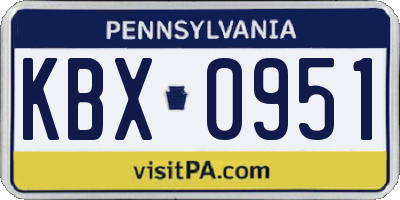 PA license plate KBX0951