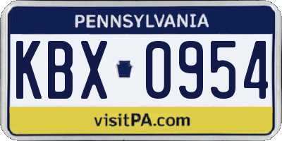 PA license plate KBX0954