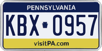 PA license plate KBX0957