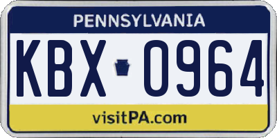 PA license plate KBX0964