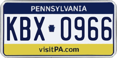 PA license plate KBX0966