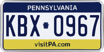 PA license plate KBX0967